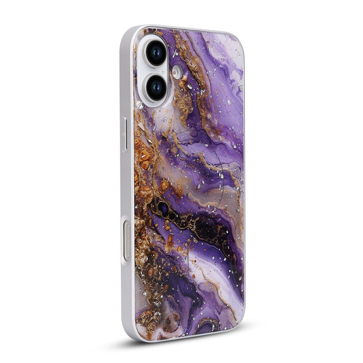iPhone 16 Hoesje - Paars - Marmer MagSafe Back Cover
