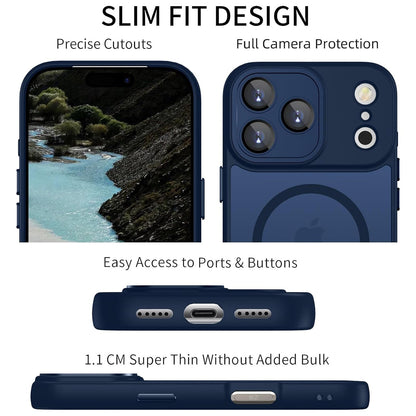 Apple iPhone 18 Pro Hoesje - Donker Blauw - Matte Armor MagSafe Back Cover