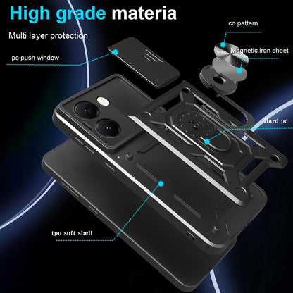 OPPO Reno 13FS Hoesje - Zwart - Armor Kickstand en Camera Bescherming Back Cover