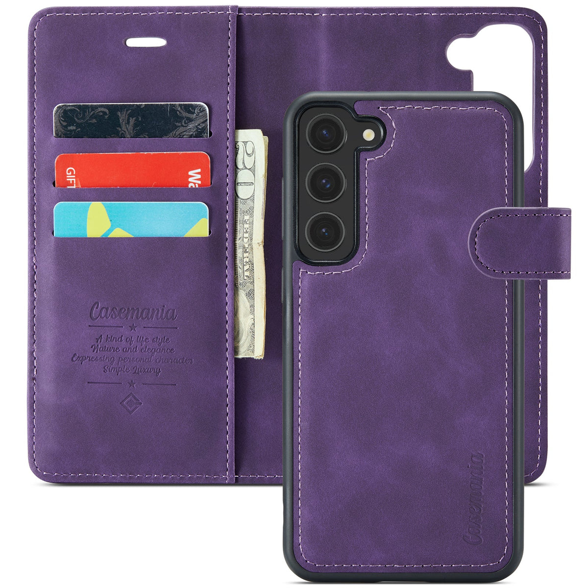 Samsung Galaxy S23 Plus Case - Dark Purple - 2-in-1 Wallet Case