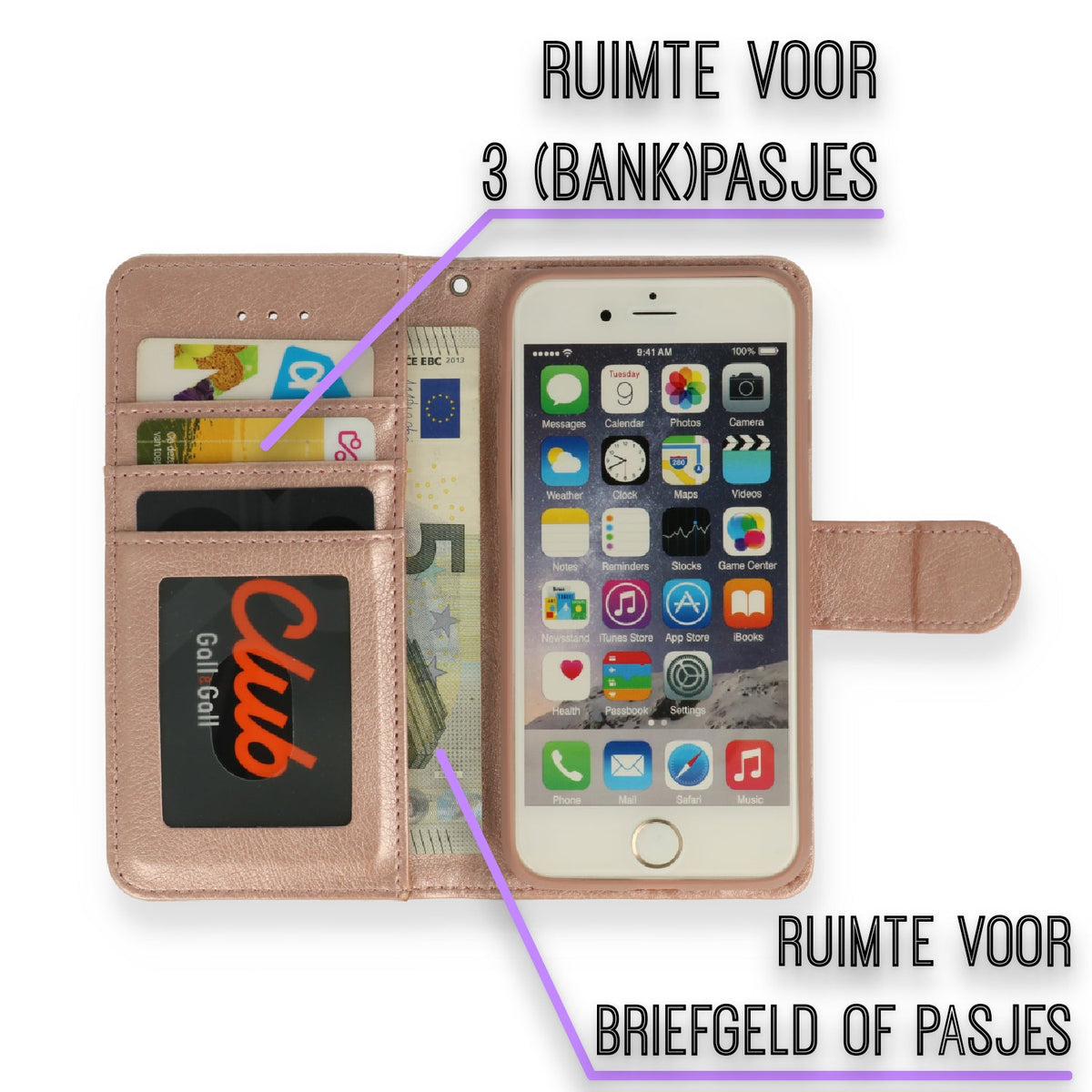 Oppo A52 & Oppo A72 Hoesje - Rosegoud - Luxe Bookcase
