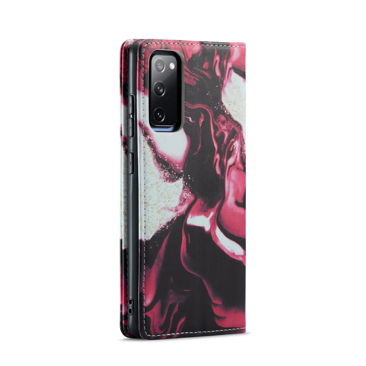 Samsung Galaxy S21 FE Hoesje - Red Rhodonite - Marmer Portemonnee Bookcase