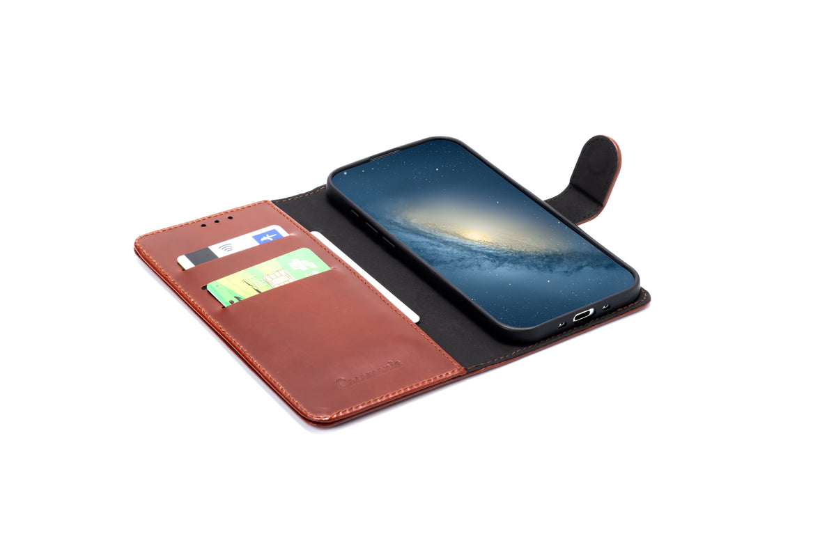 Apple iPhone Air Hoesje - Chestnut Brown - Echt Leren Bookcase