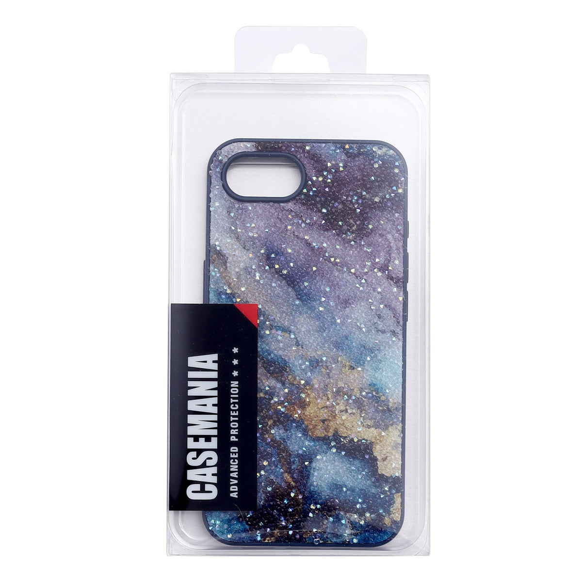 Apple iPhone 17e Hülle - Marmor Blau - Marmor Diamant Glitzer Backcover
