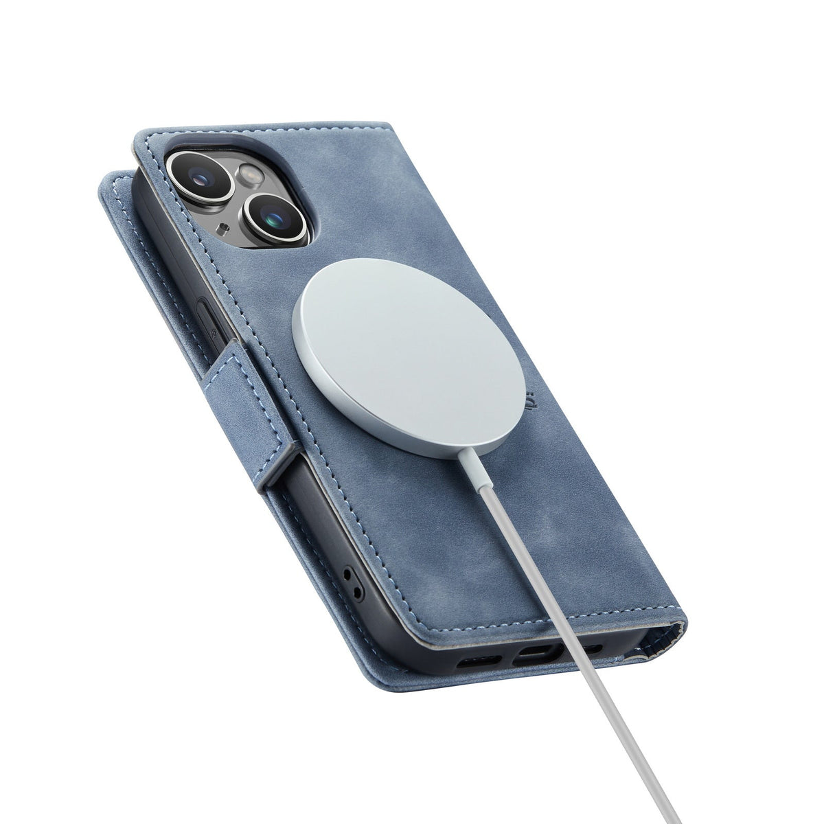 Apple iPhone 15 Plus Hülle - Shadow Gray - Portemonnaie-MagSafe-Klapphülle mit Kartenfach