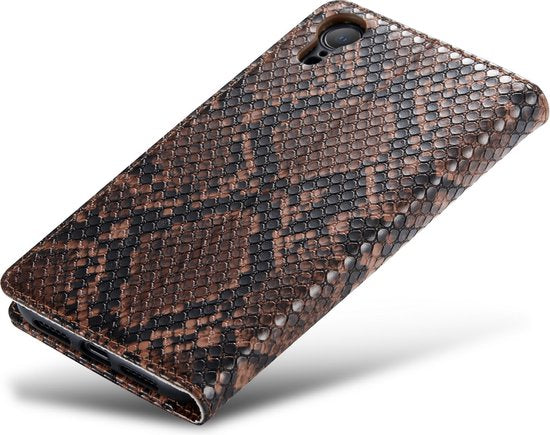 Apple iPhone XR Hoesje - Bruin - Slangen Bookcase