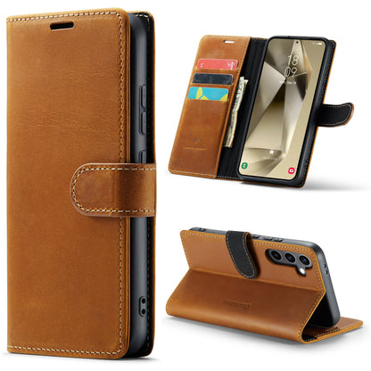 Samsung Galaxy S24 Plus Hoesje - Sienna Brown - Echt Leren Bookcase