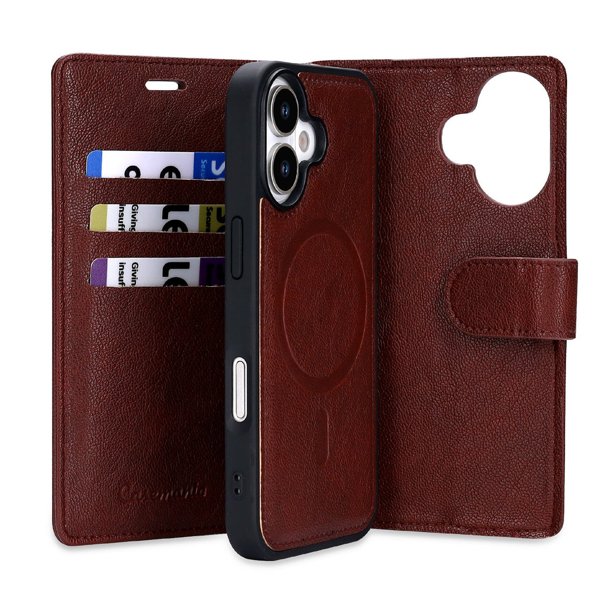 iPhone 17 Hoesje - Burgundy Red - 2 in 1 Lederlook Bookcase