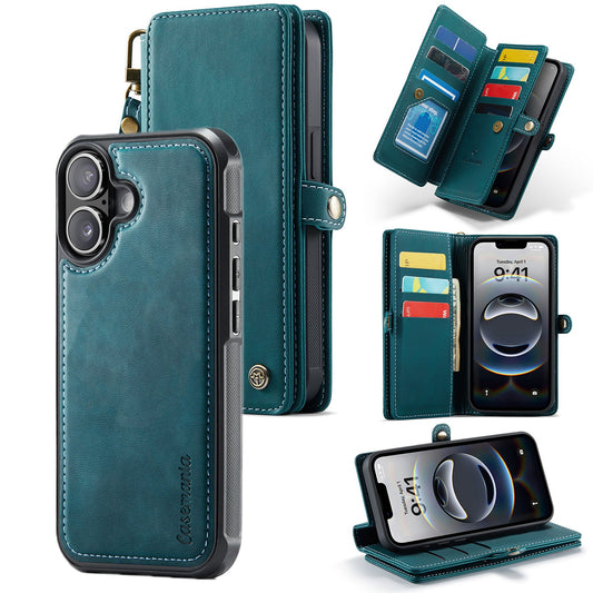 Apple iPhone 17 Hülle - Emerald Green - Luxus-2-in-1-Klapphülle mit 10 Kartenfächern und Handschlaufe