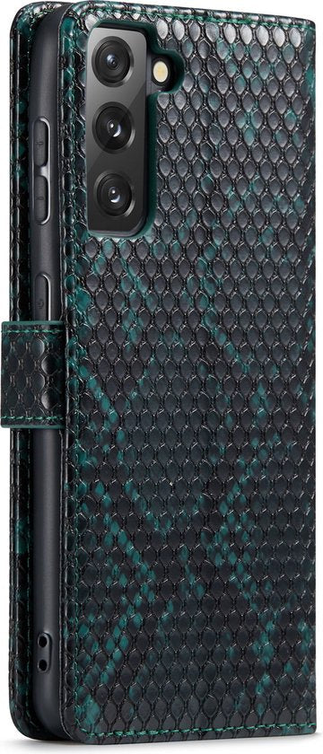 Samsung Galaxy S21 Hoesje - Groen - Snake Bookcase