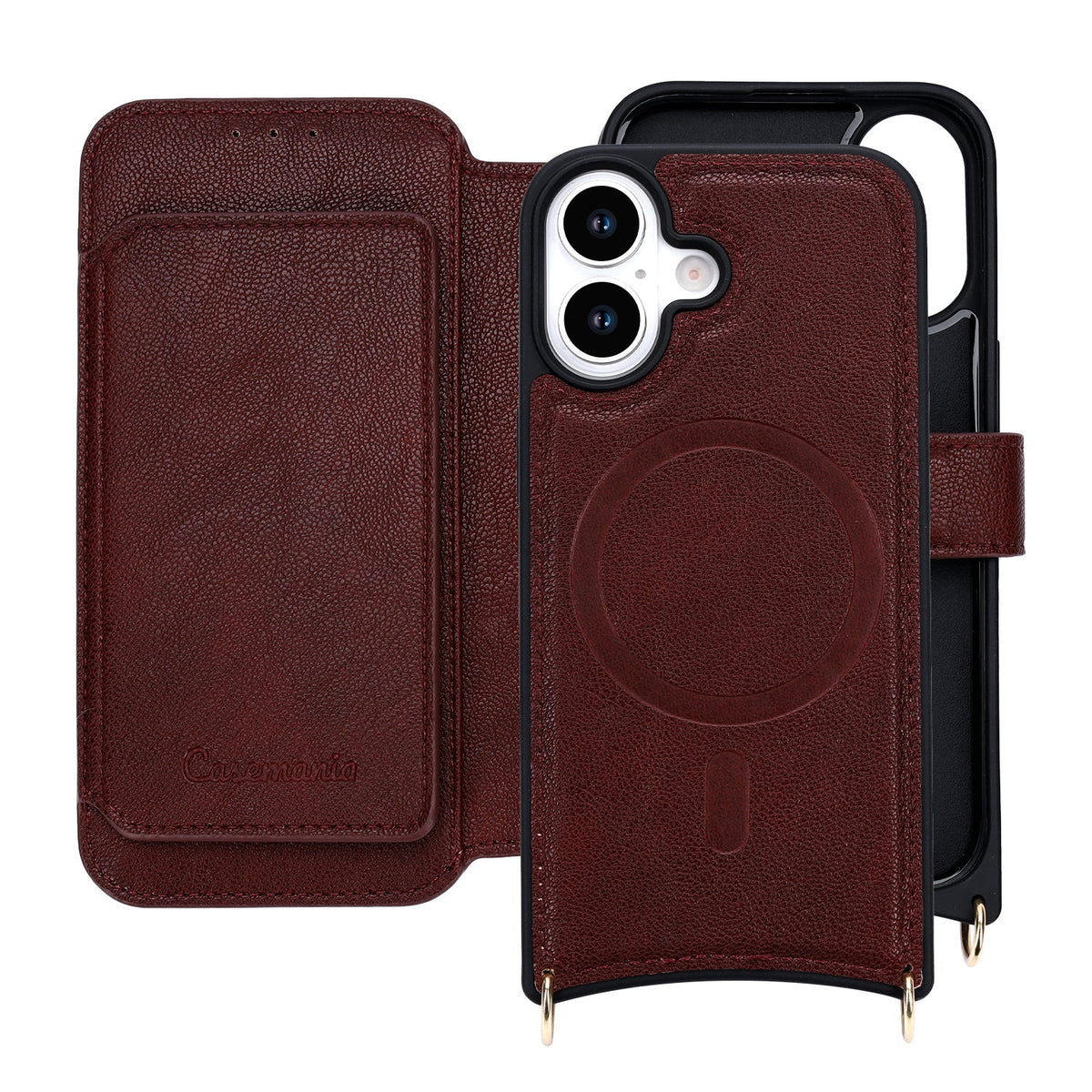 Apple iPhone 17 Case - Wine Red - CM Amsterdam Back Cover with Phone Strap