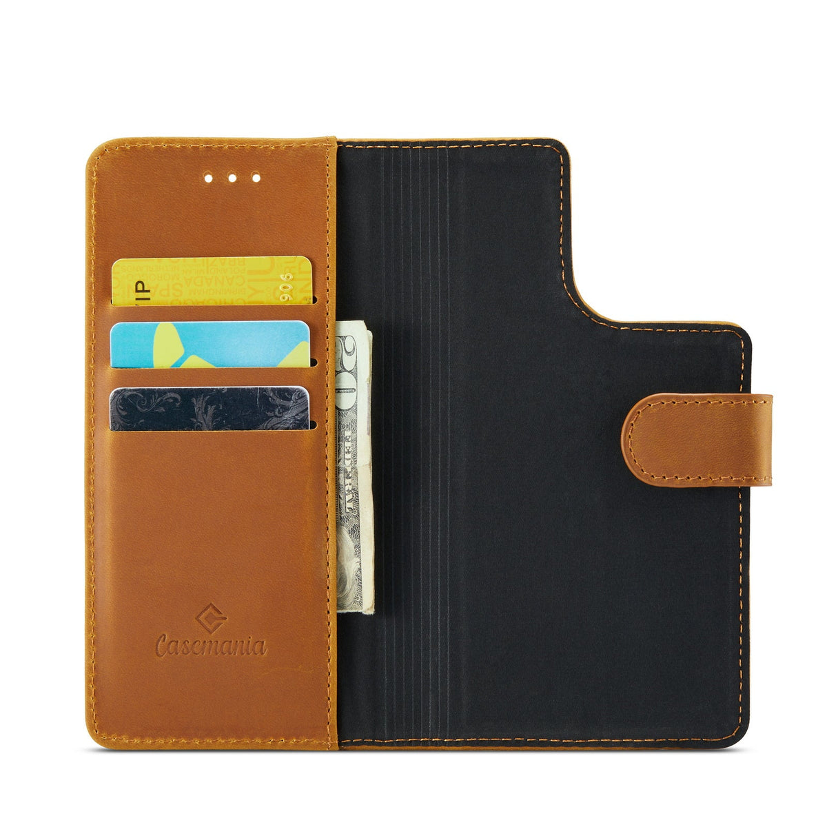 Apple iPhone 15 Pro Max Hülle - Sienna Brown - Echtleder-2-in-1-MagSafe-Klapphülle mit Kartenfach