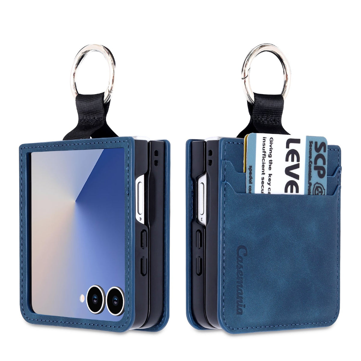 Samsung Galaxy Z Flip 7 Hoesje - Navy Blue - Ring Kickstand Back Cover