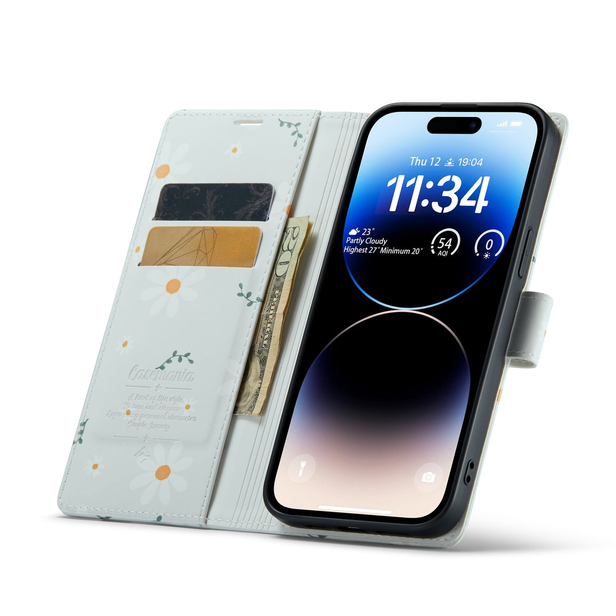 Apple iPhone 14 Pro Hoesje - Madeliefje - Print Bookcase