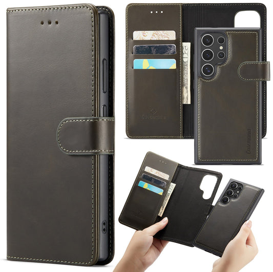Samsung Galaxy S24 Ultra Hoesje - Emerald Green - Echt Leren 2 in 1 Bookcase