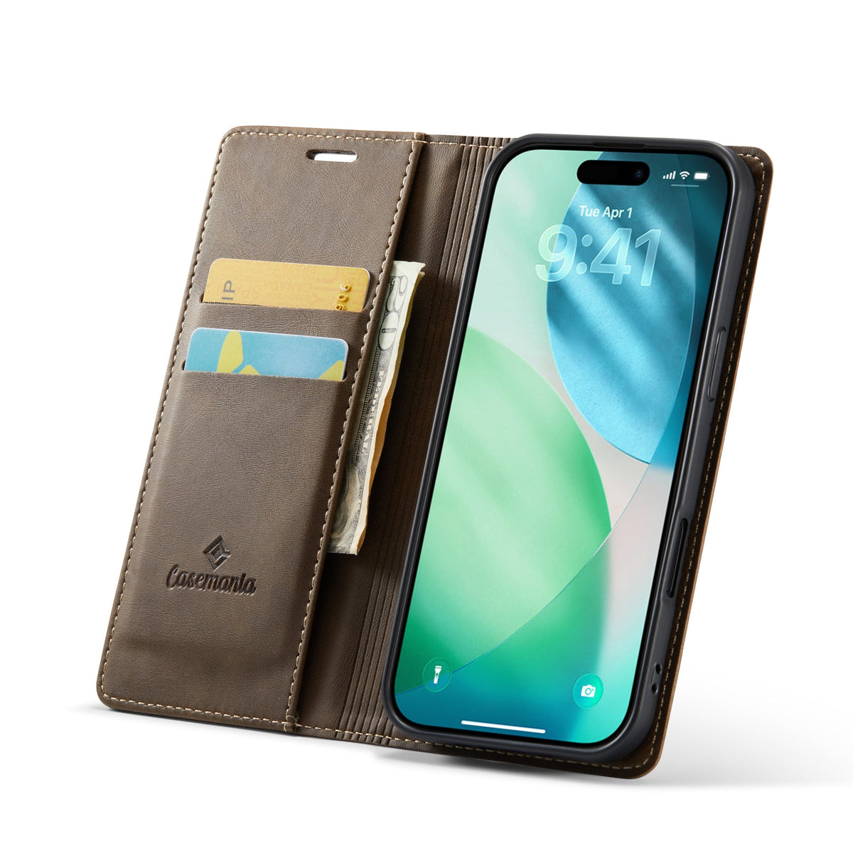 Apple iPhone Air Hoesje - Cedar Brown - Kunstleer Portemonnee Bookcase