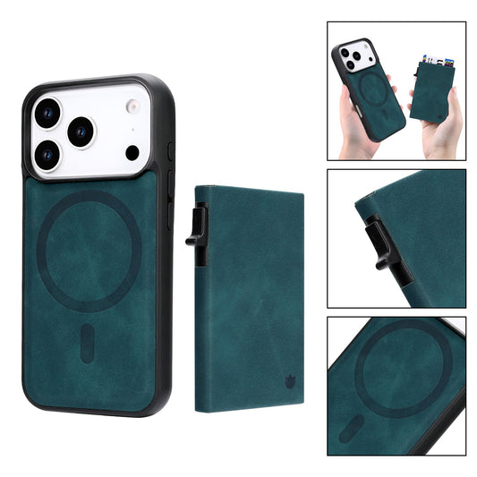 Apple iPhone 17 Pro Hülle - Emerald Green - MagSafe Backcover mit ausziehbarem Kartenfach