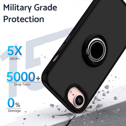 Apple iPhone 16e Case - Matte Black - Kickstand Ring Back Cover