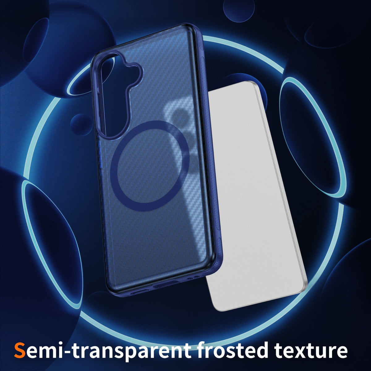 Samsung Galaxy A37 Hoesje - Donker Blauw - Carbon MagSafe Back Cover