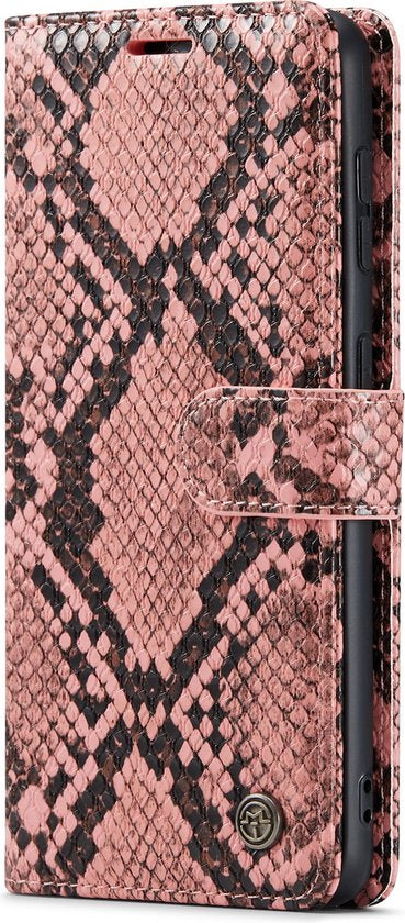 Samsung Galaxy S21 FE Hülle - Pink - Luxus Schlangen-Bookcase