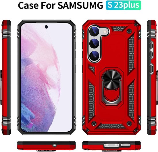 Samsung Galaxy S23 Plus Case - Red - Armor Kickstand Back Cover