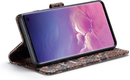 Samsung Galaxy S10+ Case - Brown - Luxury Snakeskin Flip Case