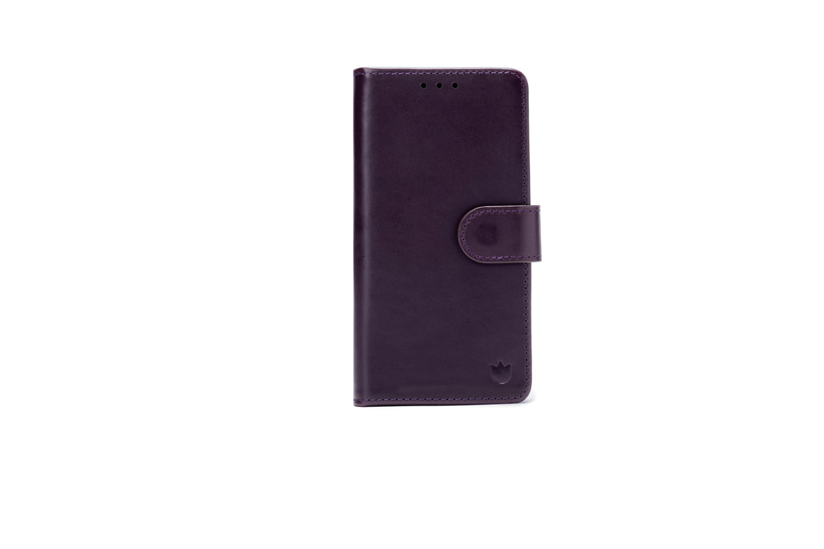 Apple iPhone 18 Pro Hoesje - Dark Purple - Echt Leren Bookcase