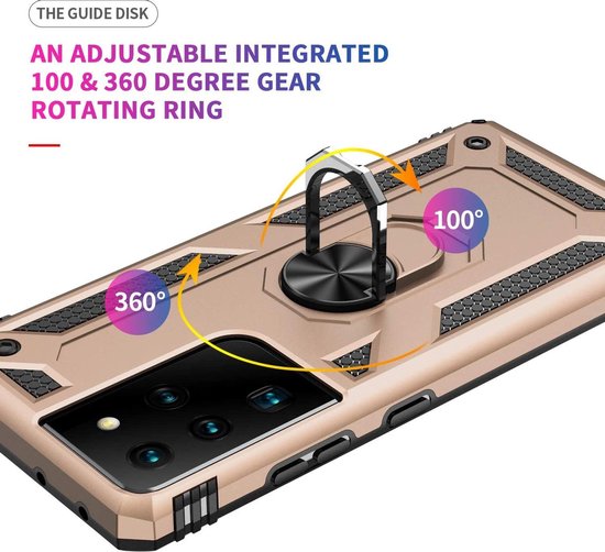 Samsung Galaxy S21 Ultra Hoesje - Goud - Armor Kickstand Back Cover