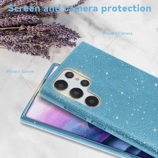 Samsung Galaxy S24 Ultra Case - Blue - Glitter Back Cover