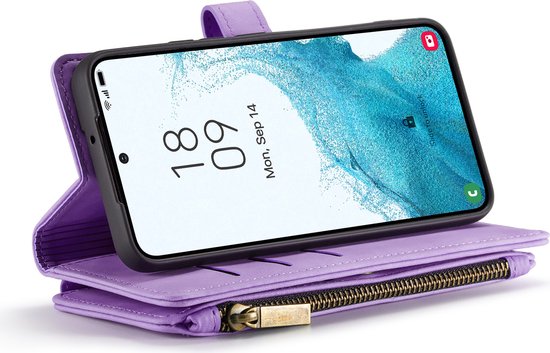 Samsung Galaxy S23 Plus Hoesje - Bright Lila - Luxe Bookcase met Rits