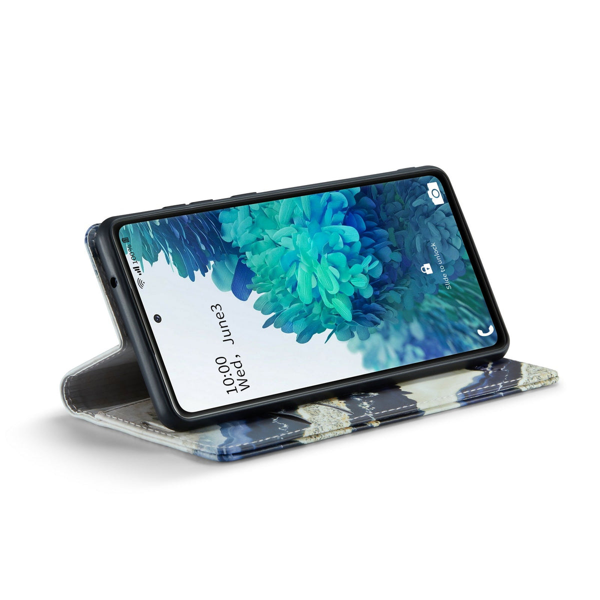 Samsung Galaxy A23 Hoesje - Blue Paraiba - Marmer Portemonnee Bookcase