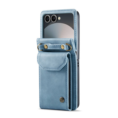 Samsung Galaxy Z Flip 7 Hoesje - Aqua Blue - Bookcase met Telefoonkoord