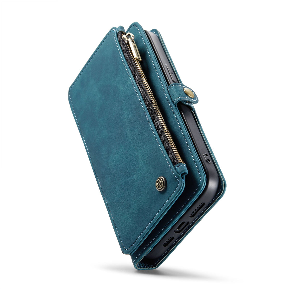 Apple iPhone 15 Plus Hoesje - Emerald Green - Luxe MagSafe Bookcase met Rits en Telefoonkoord