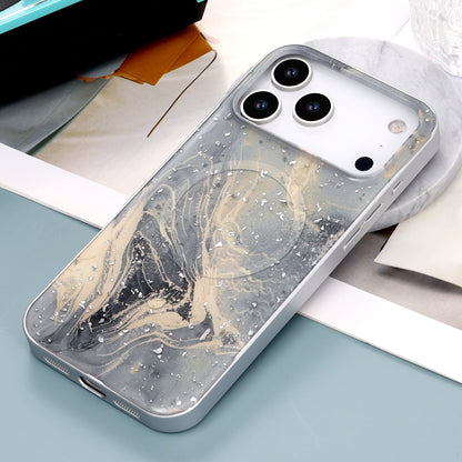 Apple iPhone 18 Pro Hoesje - Grijs - Marmer Glitter MagSafe Back Cover