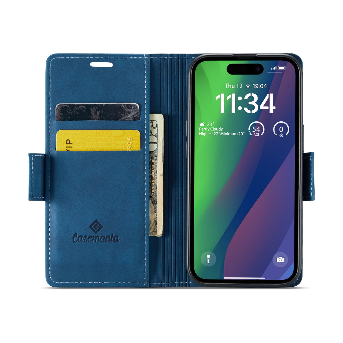 Apple iPhone 15 Hülle - Navy Blue - Portemonnaie-MagSafe-Klapphülle mit Kartenfach