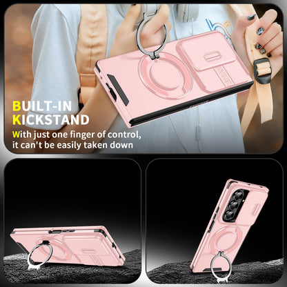 Samsung Galaxy Z Fold 7 Hoesje - Licht Roze - Kickstand Ring Back Cover