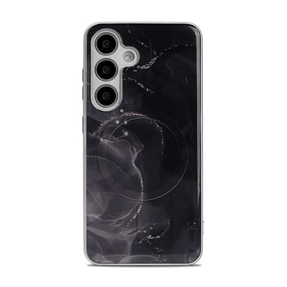 Samsung Galaxy S24 Plus Hoesje - Zwart - Siliconen Marmer MagSafe Back Cover
