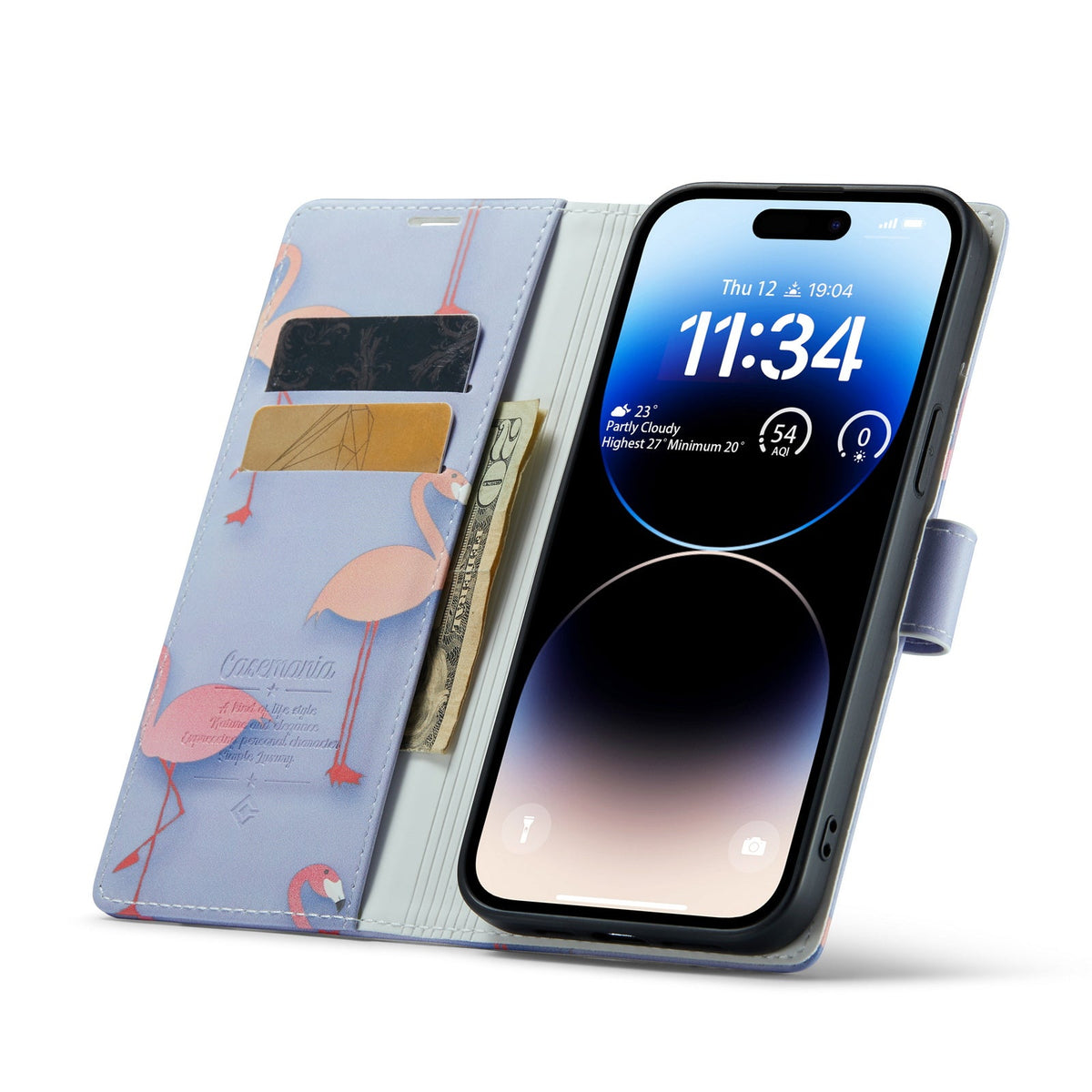 Apple iPhone 14 Pro Max Hoesje - Flamingo - Print Bookcase