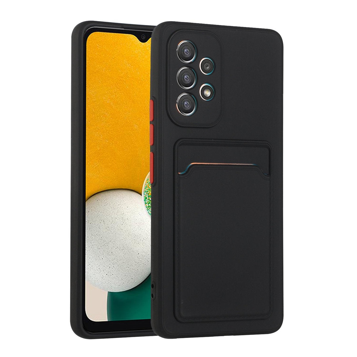 Samsung Galaxy A53 Hoesje - Zwart - Siliconen Back Cover met Pasjeshouder