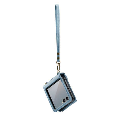 Samsung Galaxy Z Flip 7 Hoesje - Aqua Blue - Portemonnee Bookcase met Telefoonkoord