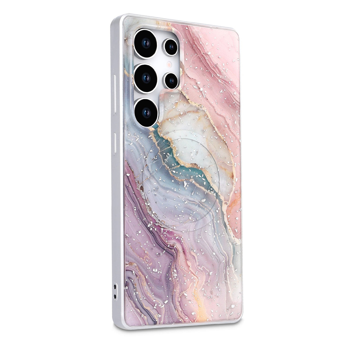 Samsung Galaxy S25 Ultra Hoesje - Roze - Marmer MagSafe Back Cover
