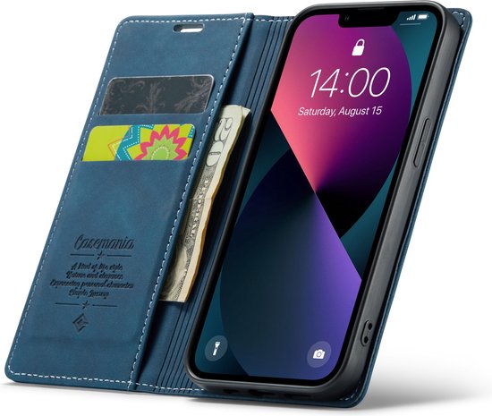 Apple iPhone 13 Case - Navy Blue - Slim Wallet Case