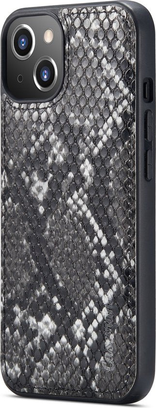 Apple iPhone 13 Mini Hülle - Schwarz - Luxus Schlangenprint Klapphülle mit Kartenfach