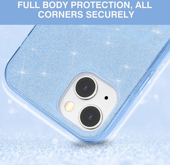 Apple iPhone 13 Mini Hoesje - Blauw - Glitter MagSafe Back Cover