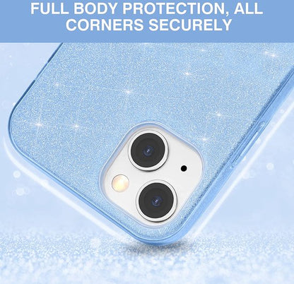 Apple iPhone 13 Mini Hoesje - Blauw - Glitter MagSafe Back Cover