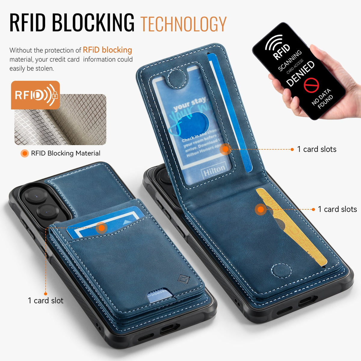 Samsung Galaxy S25 Edge Hoesje - Navy Blue - Back Cover met Pasjeshouder