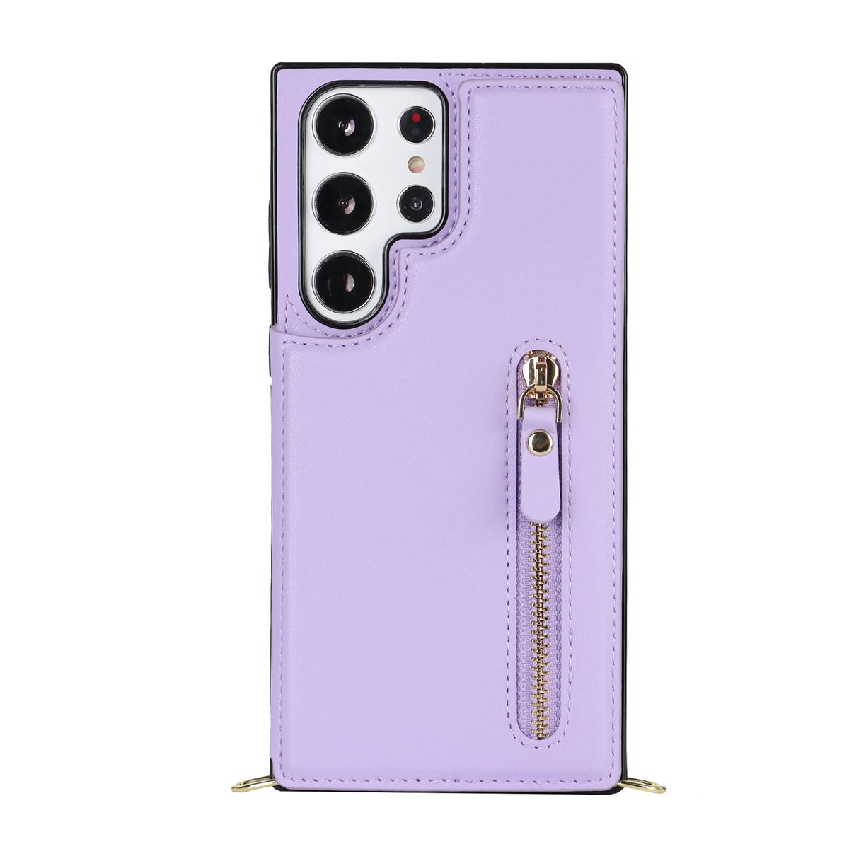 Coque Samsung Galaxy S24 Ultra - Violet - Étui arrière de luxe avec cordon et fermeture éclair