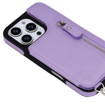 Apple iPhone 16 Pro Max Hoesje - Paars - Luxe Back Cover met Telefoonkoord en Rits