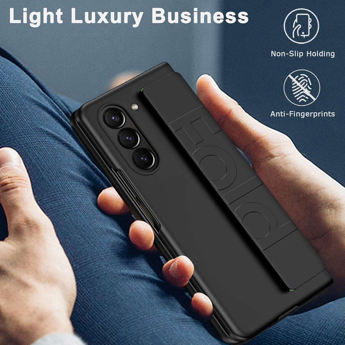 Samsung Galaxy Z Fold8 Ultra Hoesje - Zwart - Dunne Back Cover met Elastische Handstrap