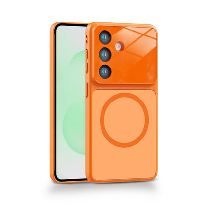 Samsung Galaxy S26 Plus Hoesje - Oranje - Magnetische Matte Siliconen MagSafe Back Cover met Camerabescherming